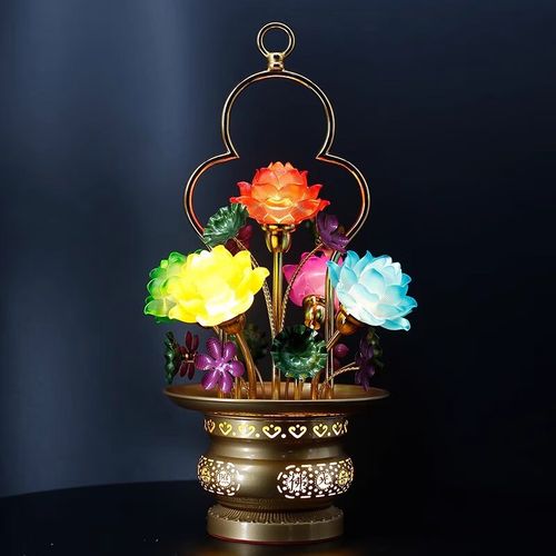 5品莲花灯(佛光款 七彩)带提手