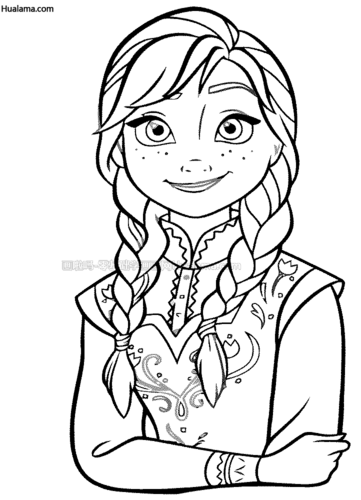 安娜anna 冰雪奇绿 黑白填色简笔画 大家都在等你一起来学画哦