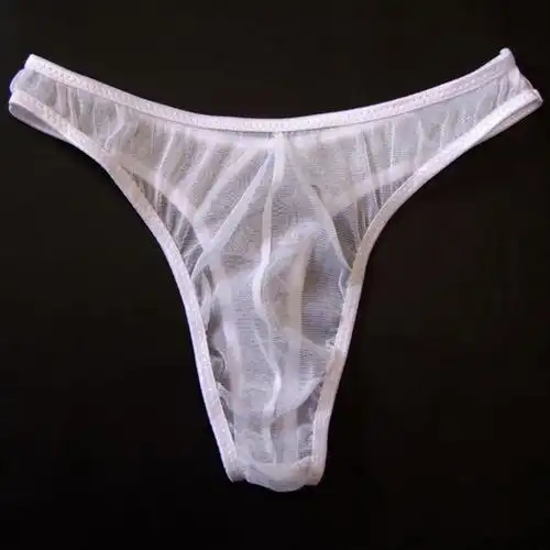 男士情趣内裤超薄全透明性感内裤男低腰透视网纱诱惑u凸露毛丁字裤