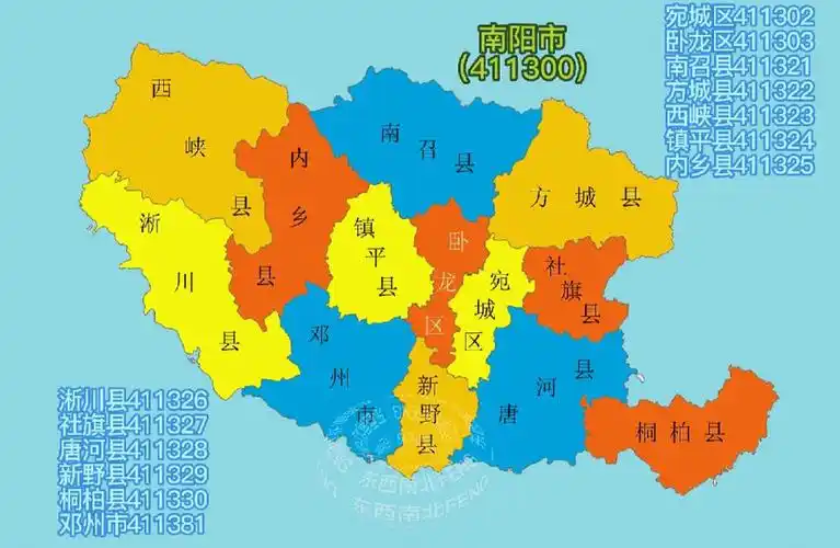 河南行政区划地图南阳市