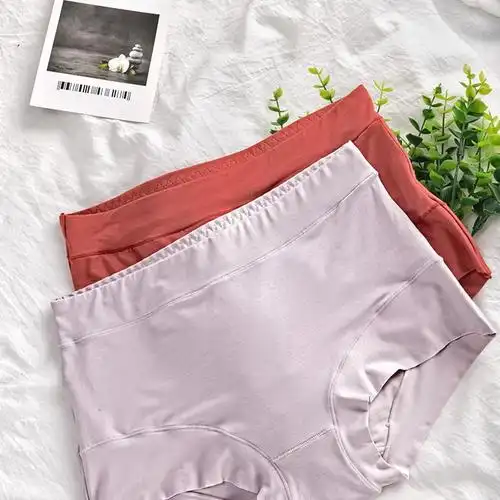 女士内裤60支莫代尔竹纤维高腰纯色简约包臀无痕大码三角裤3条装