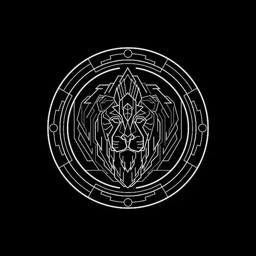 几何狮子徽章图案矢量图素材