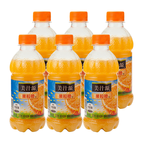 可口可乐美汁源果粒橙300ml*6瓶装橙汁橙子饮料【dtm】