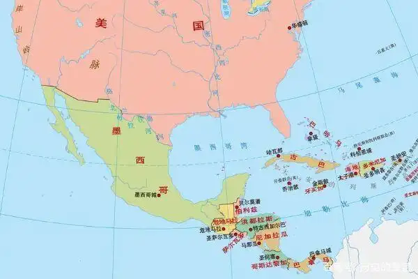 墨西哥在北美洲的地理位置