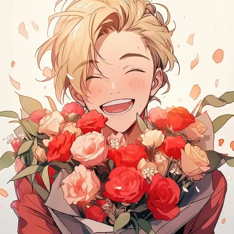 小男孩抱着玫瑰花孤独的头像 - 抖音