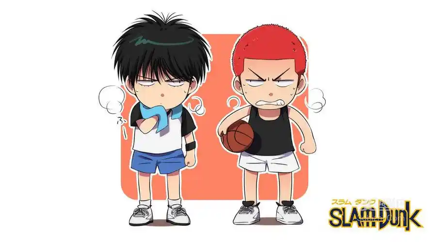 萌版可爱的灌篮高手人物,樱木花道和流川枫可爱桌面壁纸1