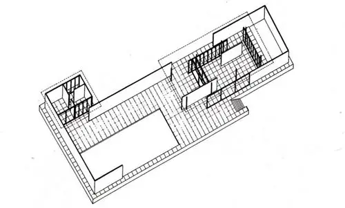 德国馆墙体与地面网格对位关系轴侧示意