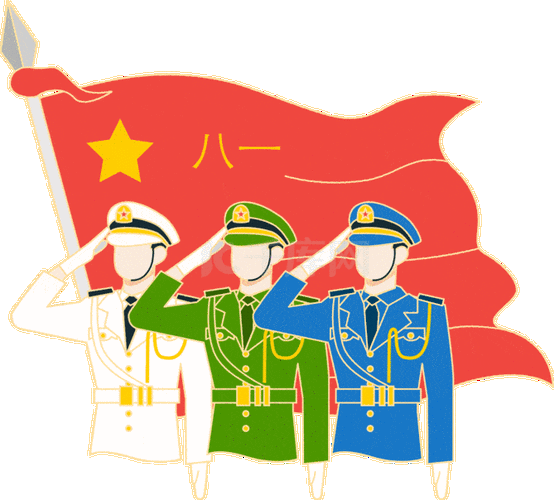 八一建军节81建军海军陆军空军军人红旗旗帜动图gif
