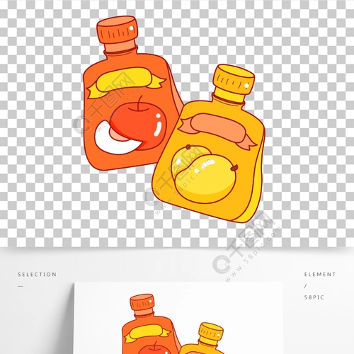 卡通手绘零食吸吸果冻线条插画矢量装饰元素