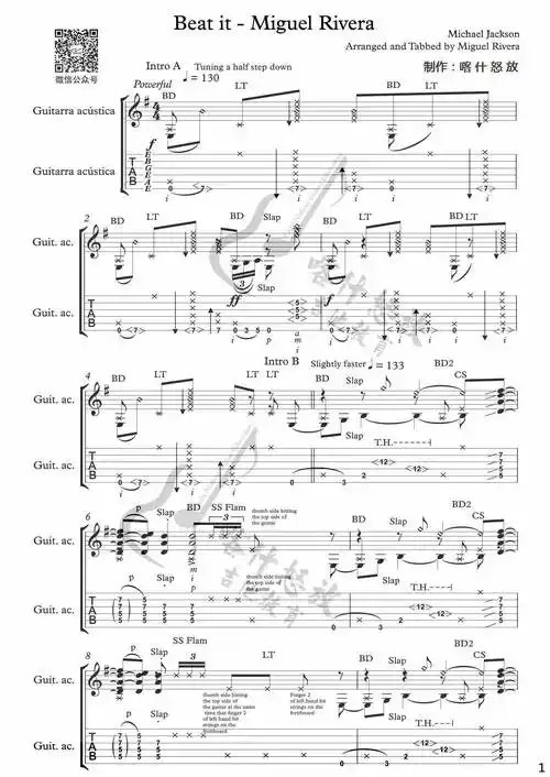 beatit吉他指弹视频miguelrivera指弹改编附吉他谱