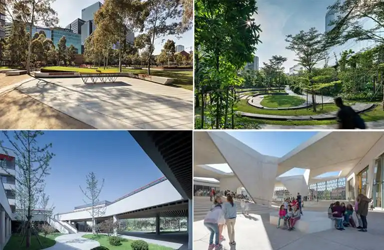 多样的室外活动,交流,娱乐公共空间,和谐,舒适的校园学习生活环境