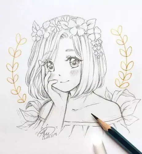 23张线稿带上色稿教你画动漫手绘插画