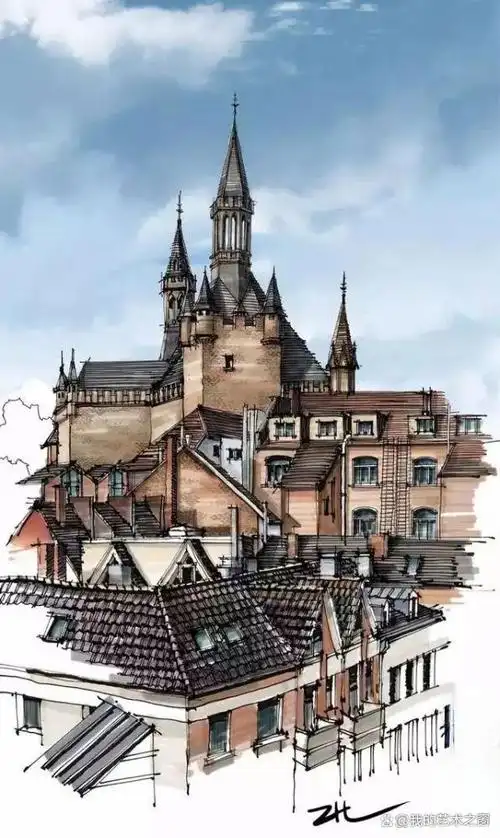 马克笔手绘建筑画表现力很强,你喜欢这样的画吗?想学吗?