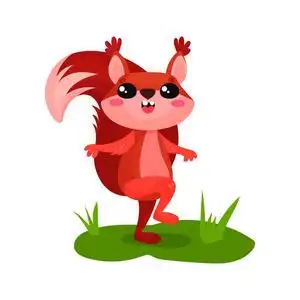 可爱的森林啮齿动物与快乐的枪口和蓬松的尾巴.平面矢量图标照片