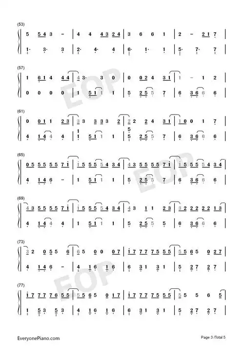 walker双手简谱预览3-钢琴谱文件(五线谱,双手简谱,数字谱,midi,pdf)