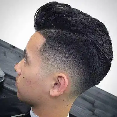 男生一道杠斜背头短发造型示范