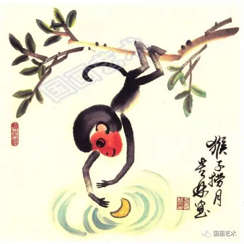 儿童水墨画技法五步学画萌萌的小猴子