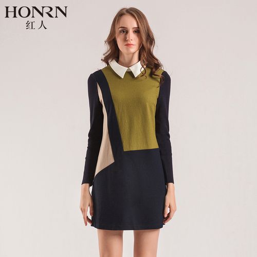 honrn/红人专柜正品冬季女装羊毛针织h型连衣裙商场同款hc55ol782
