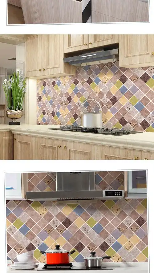 厨房防油贴纸防水墙纸自粘耐高温灶台瓷砖橱柜台面油烟机墙贴壁纸