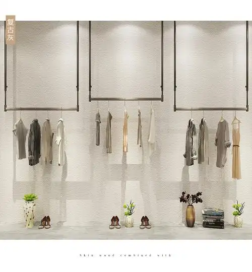 服装店展示架服装吊架女装店装修效果图挂衣服的架子童装店货架木