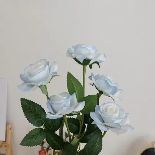 碎冰蓝玫瑰假花 ins风密西根碎冰蓝玫瑰假花花束 仿真花2022新款客厅