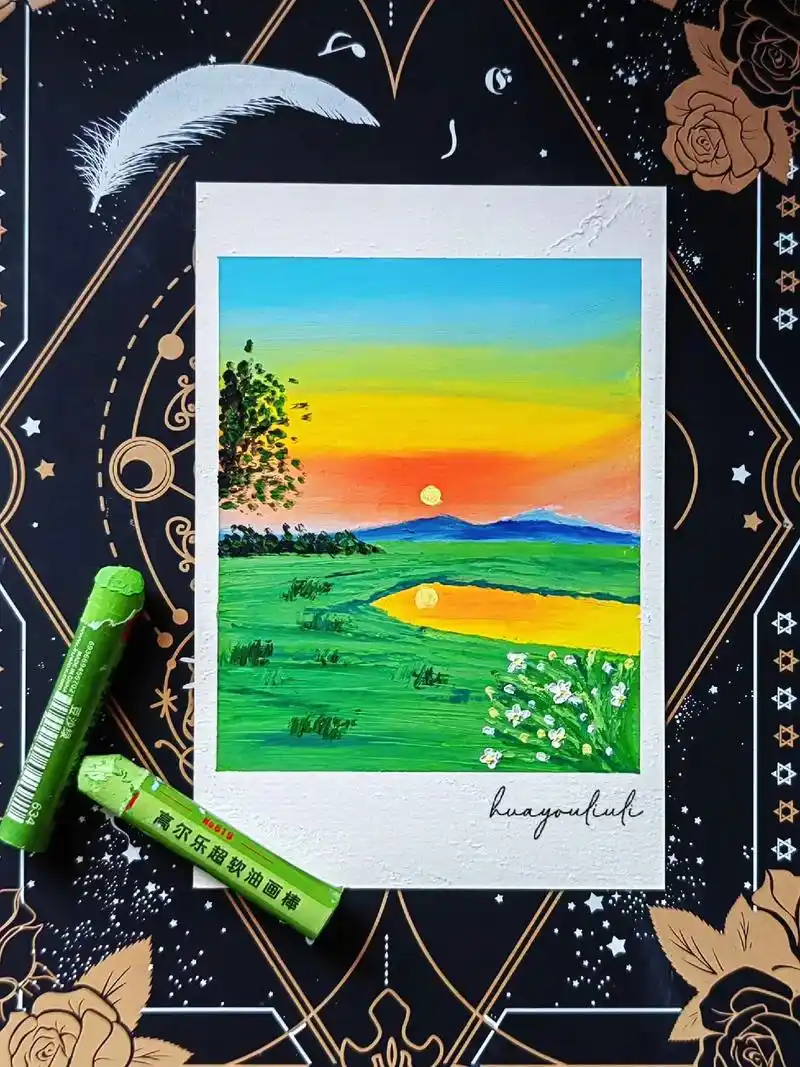 新手油画棒|画一本夏天47|附色号教程 .欢迎油画棒爱好者评 - 抖音