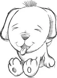 嘟嘟狗可爱的小狗的狗嘟嘟素描矢量照片