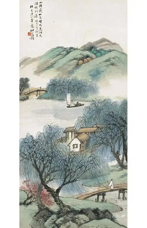 汪琨(1877～1946) 雨藏山客图