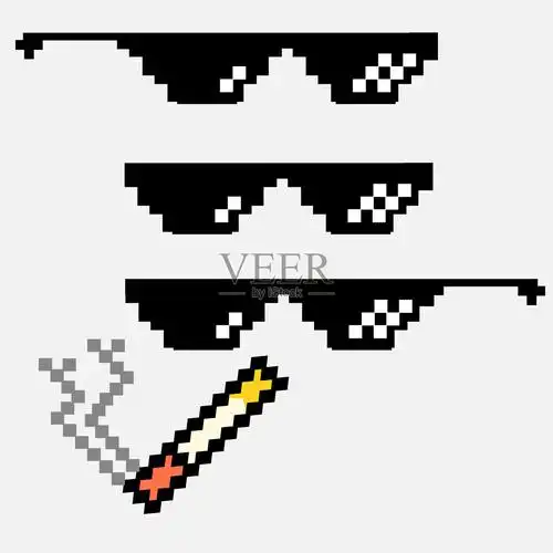 白色背景上像素的眼镜插画图片素材