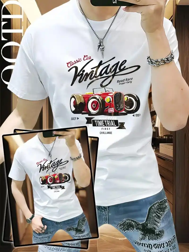 蓝晟依潮牌男装印花短袖t恤,创意趣味的图案印花,修身型版型, - 抖音