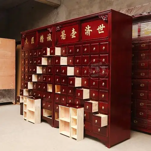 【实木中药柜】河北民康厂家批发定制实木药柜 松木药斗53抽屉药橱