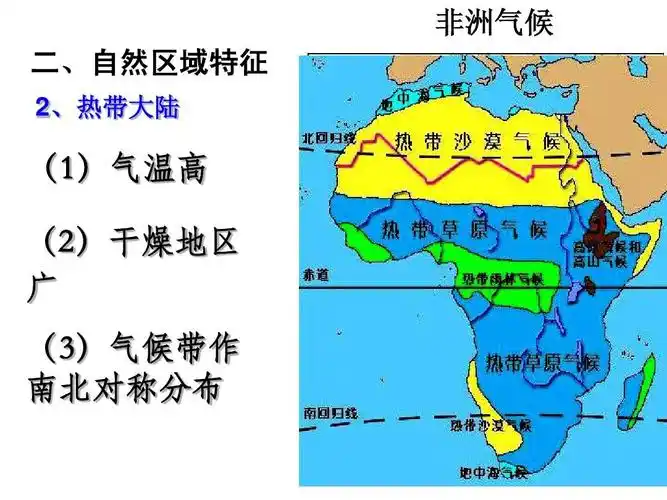 高三地理总复习课件 非洲气候 二,自然区域特征 2,热带大陆 (1)气温高