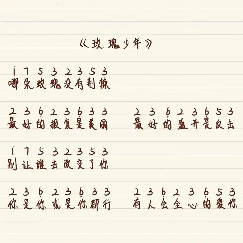 《玫瑰少年》钢琴简谱99