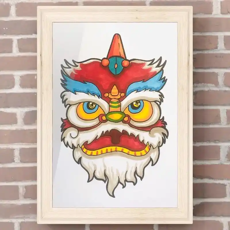 舞狮简笔画.#图文伙伴计划 #简笔画 #画画 #一起学画画  - 抖音