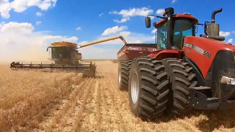 美国机械化收割小麦,12台机器同时作业,一个小时能收多少?