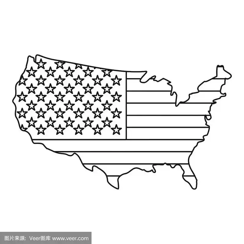 美国地图图标轮廓风格