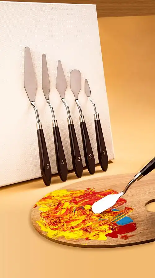 用品肌理刀软刀铲刀平头大尖小尖头圆头绘画材料工具 油画刀专业3支