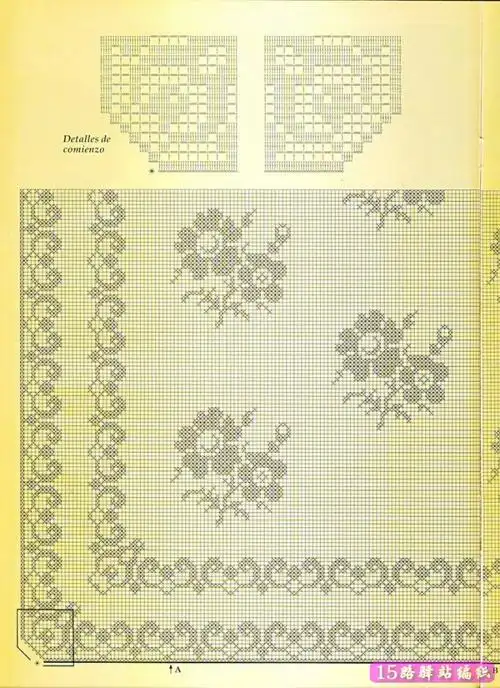 一批精美的网格钩针床罩图案图解|钩针花样图解
