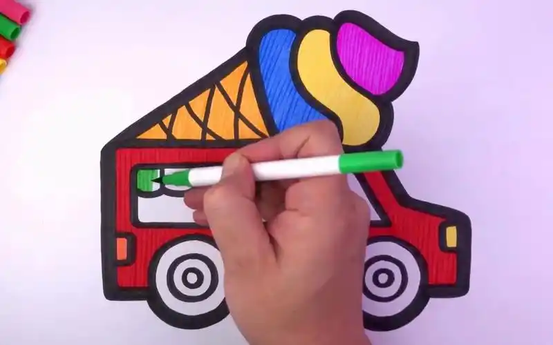 儿童简笔画教孩子画水果冰激凌车