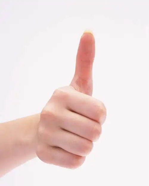 仅一个人,突出,黄种人,称赞,表扬,手势,手部,竖,摄影,影棚,翘,单手,高