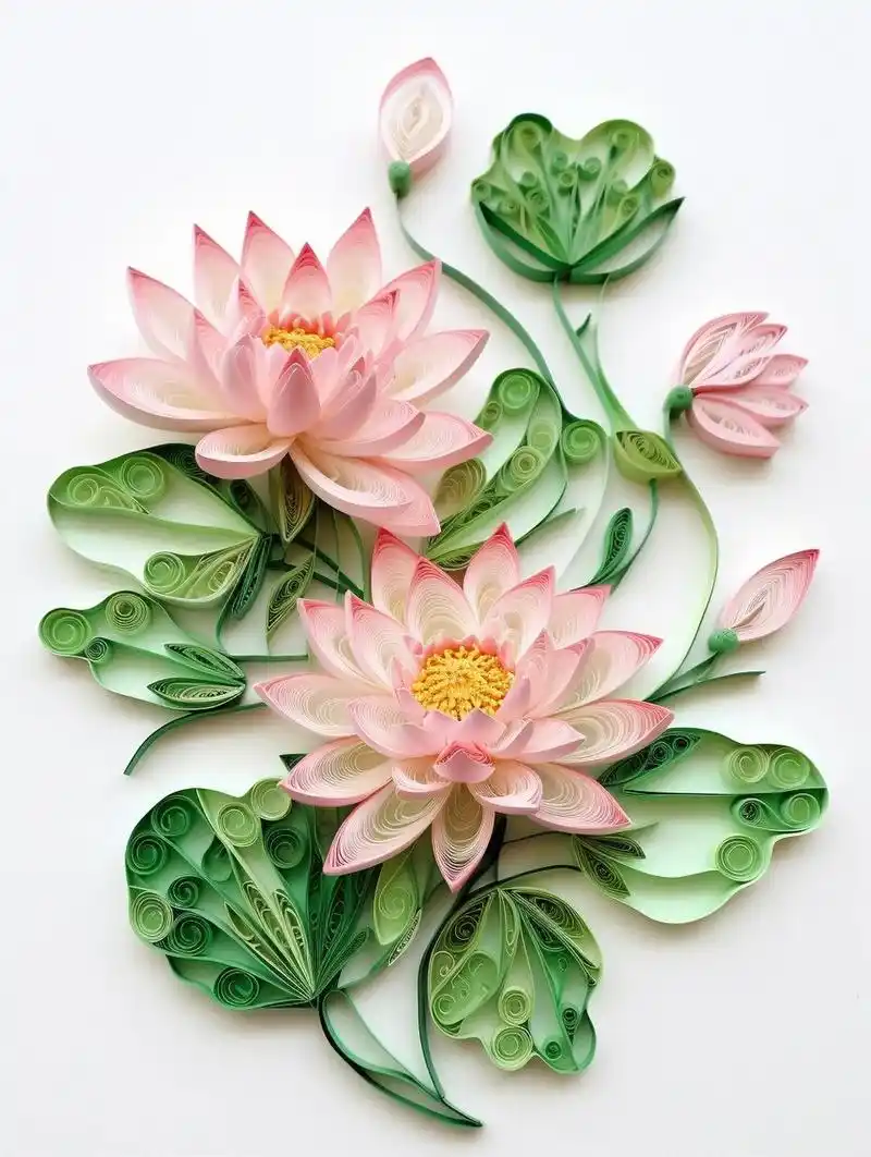 衍纸 漂亮的荷  荷花,那独特的身姿和气质,总是让我为之倾倒.