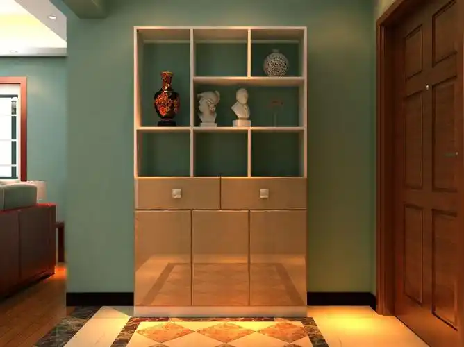 小户型中式客厅装修实景图片欣赏-76平米小户型中式风格吧台玄关柜