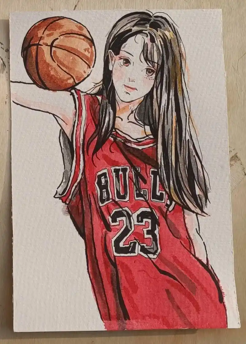绘画过程#水彩#画画#水彩人物临的迟迟大佬的画,篮球女孩 - 抖音