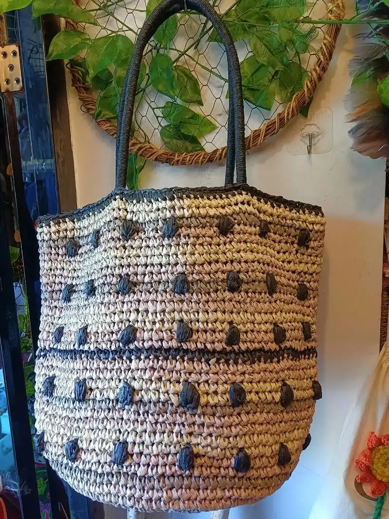 日单纸绳手工编织单肩包手拎包!一款不可多得的好吧!