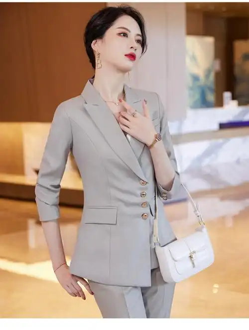 纽丰职业装气质女神范套装工作服女新款收腰设计感通勤感西装外套