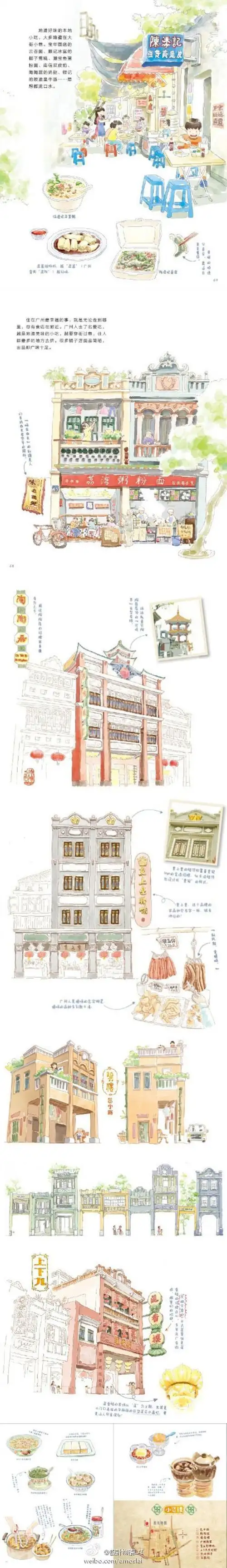 广州城市简笔画手绘图