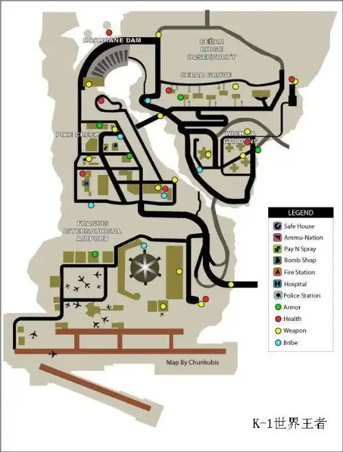 谁能给出侠盗猎车3之自由之城的地图