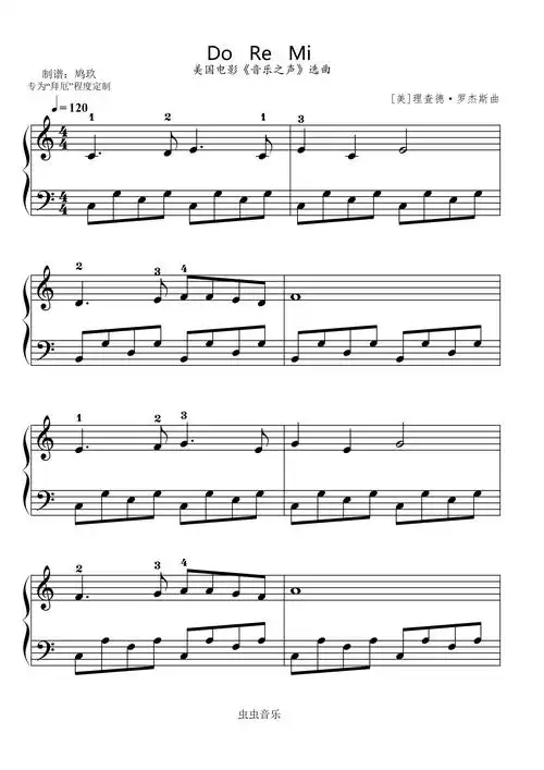 do-re-mi(哆来咪)音乐之声插曲(拜厄版)钢琴谱-c调-虫虫钢琴