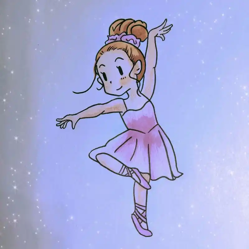 一起来画自信跳舞的小女孩吧