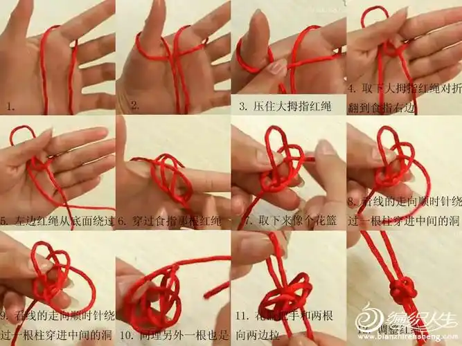 diy金刚结红绳手链编法图解